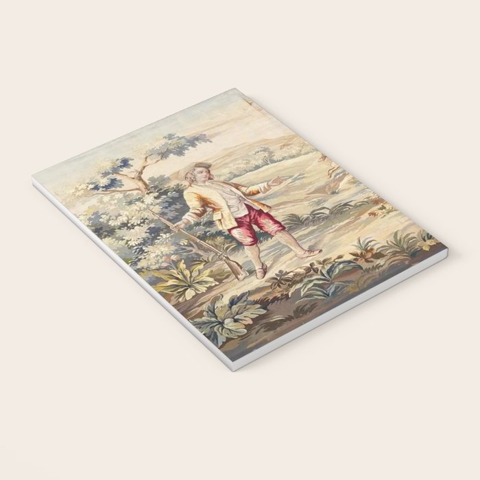Antique 19th Century French Aubusson Tapestry Romantic Hunting Scene Notebook Gallery Image 3