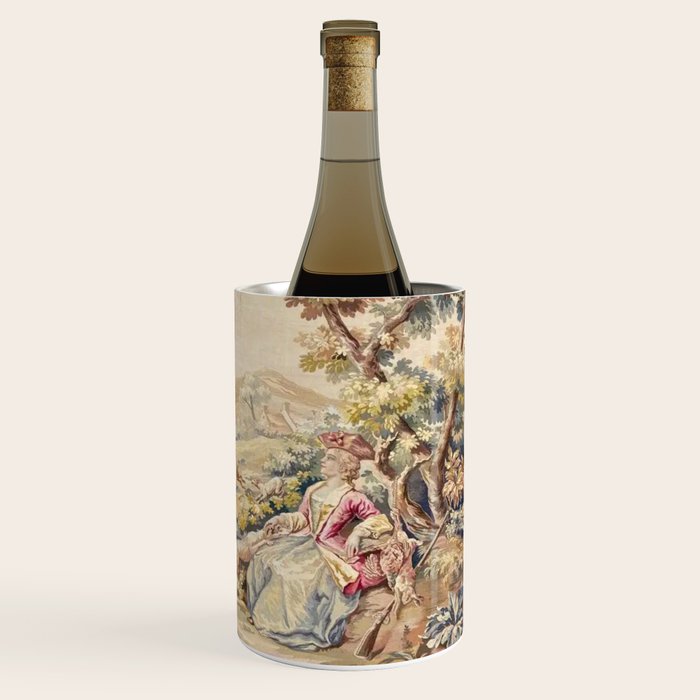 Antique 19th Century French Aubusson Tapestry Romantic Hunting Scene Wine Chiller Gallery Image 3