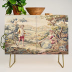 Antique 19th Century French Aubusson Tapestry Romantic Hunting Scene Credenza Gallery Image 1