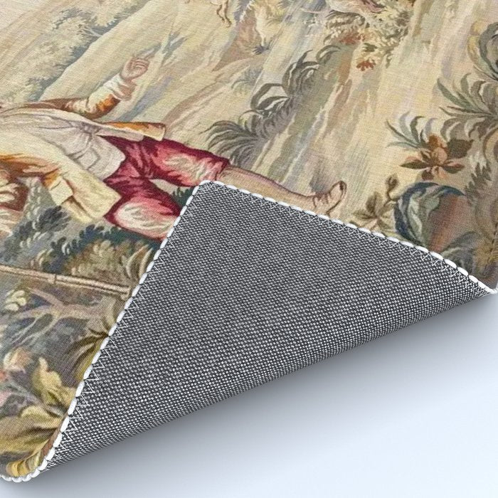 Antique 19th Century French Aubusson Tapestry Romantic Hunting Scene Rug Gallery Image 4