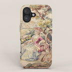 Antique 19th Century French Aubusson Tapestry Romantic Hunting Scene iPhone Case Gallery Image 1