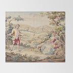 Antique 19th Century French Aubusson Tapestry Romantic Hunting Scene Throw Blanket Gallery Image 2