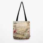 Antique 19th Century French Aubusson Tapestry Romantic Hunting Scene Tote Bag Gallery Image 2