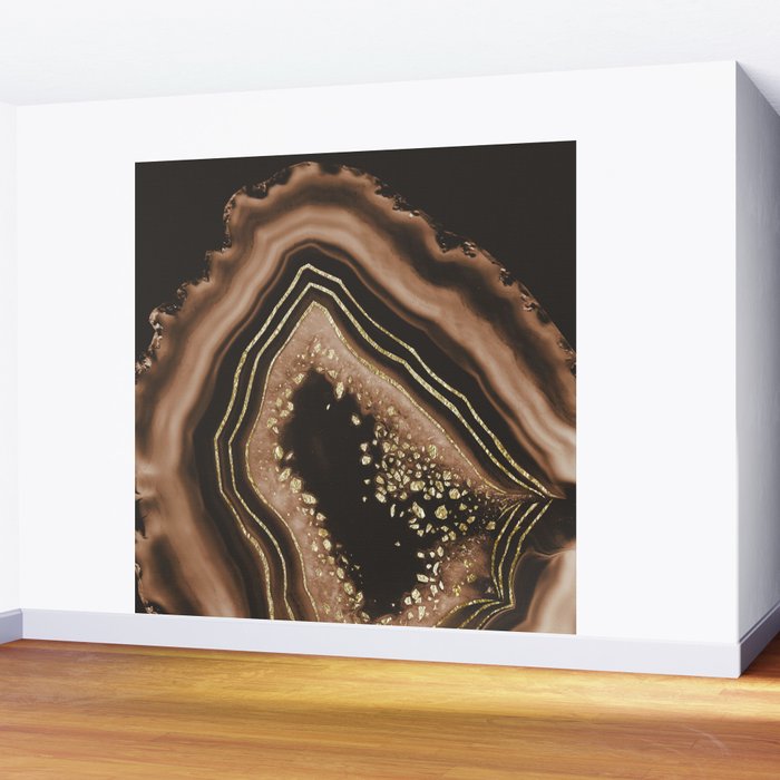Brown Agate Gold Foil Glam #1 #gem #decor #art #society6 Wall Mural Gallery Image 2