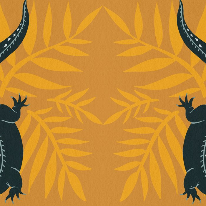Crocodile - Teal & Ochre Coffee Mug Gallery Image 2