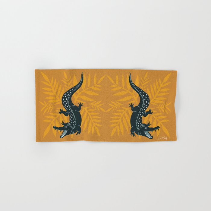 Crocodile - Teal & Ochre Bath Towel Gallery Image 1