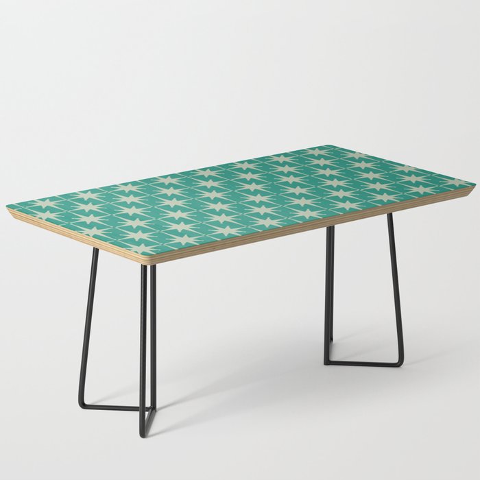 Midcentury Modern Atomic Starburst Pattern in Retro Turquoise and Celadon Coffee Table Gallery Image 1