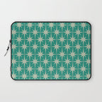 Midcentury Modern Atomic Starburst Pattern in Retro Turquoise and Celadon Laptop Sleeve Gallery Image 1