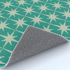 Midcentury Modern Atomic Starburst Pattern in Retro Turquoise and Celadon Rug Gallery Image 4