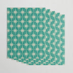 Midcentury Modern Atomic Starburst Pattern in Retro Turquoise and Celadon Wrapping Paper Gallery Image 3