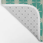 Midcentury Modern Atomic Starburst Pattern in Retro Turquoise and Celadon Bath Mat Gallery Image 2