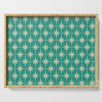 Midcentury Modern Atomic Starburst Pattern in Retro Turquoise and Celadon Serving Tray Gallery Image 1