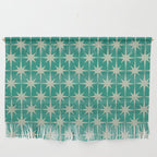 Midcentury Modern Atomic Starburst Pattern in Retro Turquoise and Celadon Wall Hanging Gallery Image 1