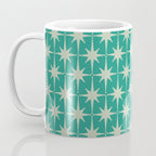 Midcentury Modern Atomic Starburst Pattern in Retro Turquoise and Celadon Coffee Mug Gallery Image 3