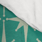 Midcentury Modern Atomic Starburst Pattern in Retro Turquoise and Celadon Comforter Gallery Image 4