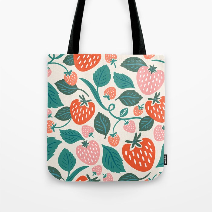 Strawberry Fields - Teal Tote Bag Gallery Image 1