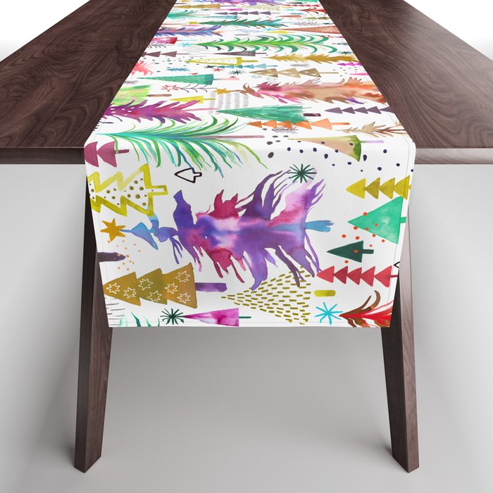 Colorful Christmas Trees Table Runner Gallery Image 1