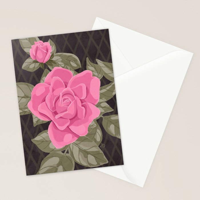 Gouache Botanical Rose Painting Stationery Card Gallery Image 2