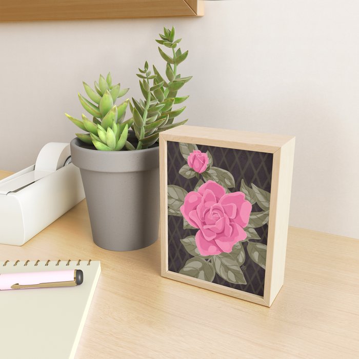 Gouache Botanical Rose Painting Mini Art Print Gallery Image 2