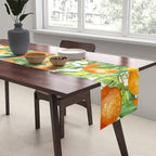 Festive, Oranges, Floral Prints, Orange and Green, Watercolor Table Runner Gallery Image 2