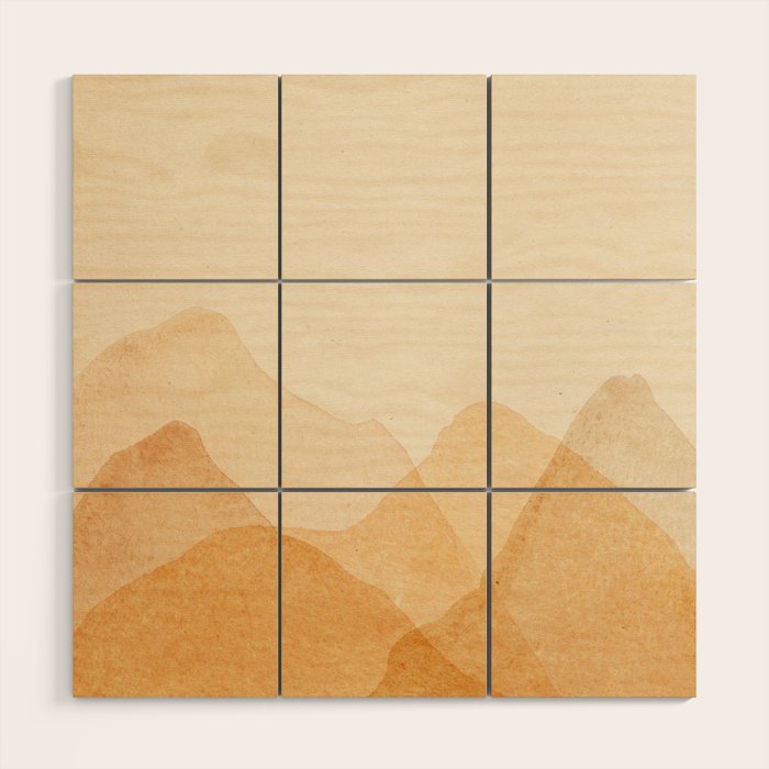 Abstract terracotta mountains Wood Wall Art Gallery Image 1