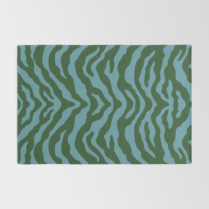 Zebra Wild Animal Print Green and Blue Rug Gallery Image 2