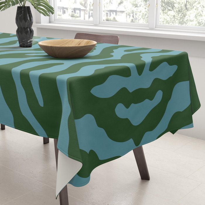 Zebra Wild Animal Print Green and Blue Tablecloth Gallery Image 3