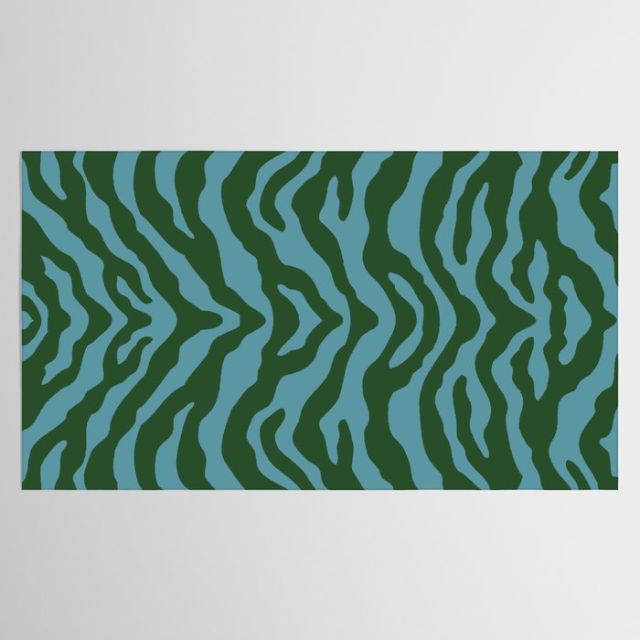 Zebra Wild Animal Print Green and Blue Tablecloth Gallery Image 2