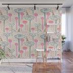 Block print scandinavian meadow Wall Mural Gallery Image 1