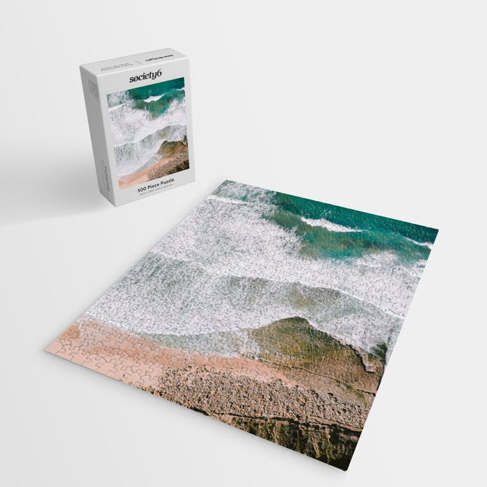 Waves of the ocean | Ericeira fine art travel photography | sea drone wall art Jigsaw Puzzle Gallery Image 2