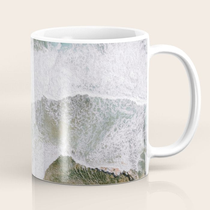 Waves of the ocean | Ericeira fine art travel photography | sea drone wall art Coffee Mug Gallery Image 1