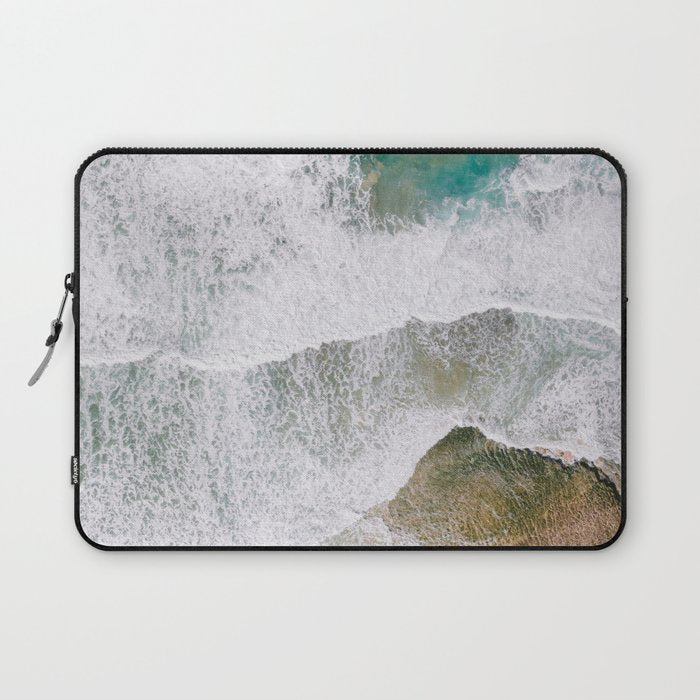 Waves of the ocean | Ericeira fine art travel photography | sea drone wall art Laptop Sleeve Gallery Image 1