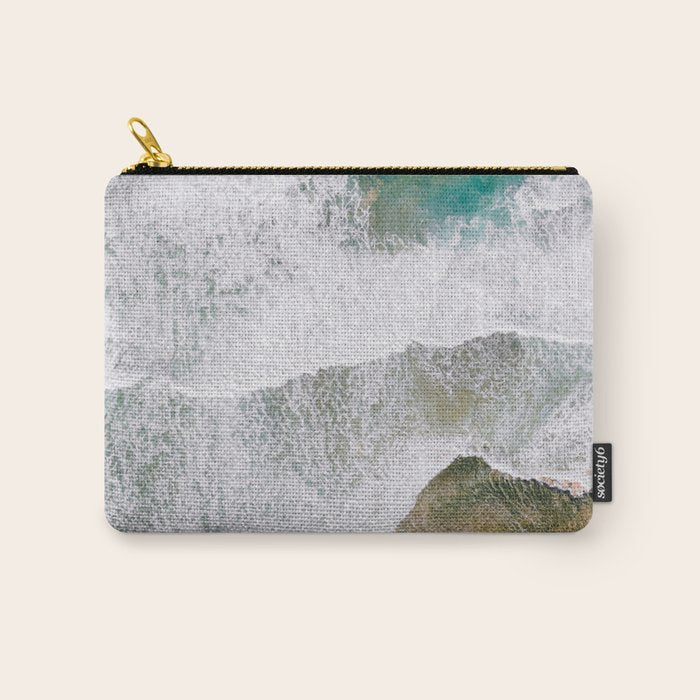 Waves of the ocean | Ericeira fine art travel photography | sea drone wall art Carry All Pouch Gallery Image 1