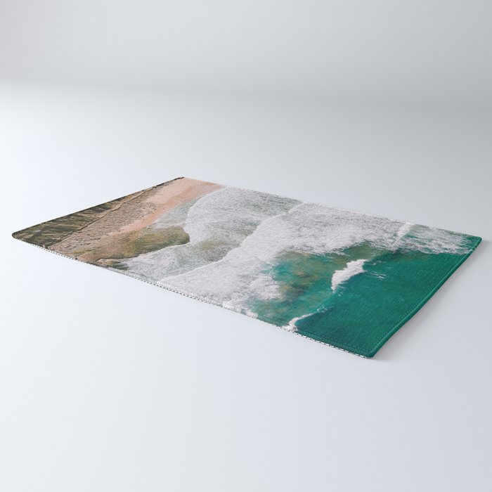 Waves of the ocean | Ericeira fine art travel photography | sea drone wall art Rug Gallery Image 3