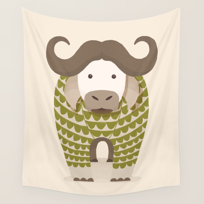 Whimsical Cape Buffalo Wall Tapestry Gallery Image 4