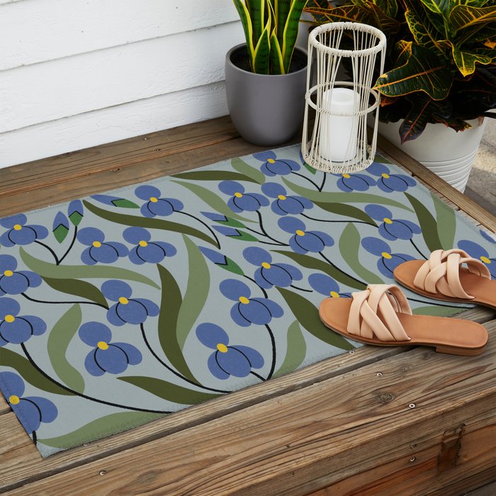 Blue Iris Outdoor Rug Gallery Image 2