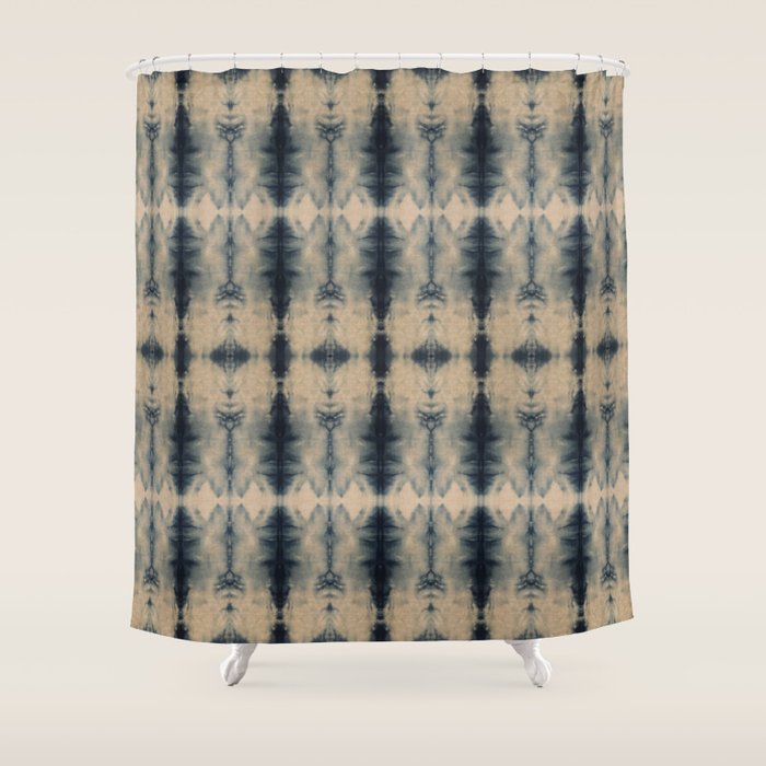 Shibori Linen Flax Shower Curtain Gallery Image 1
