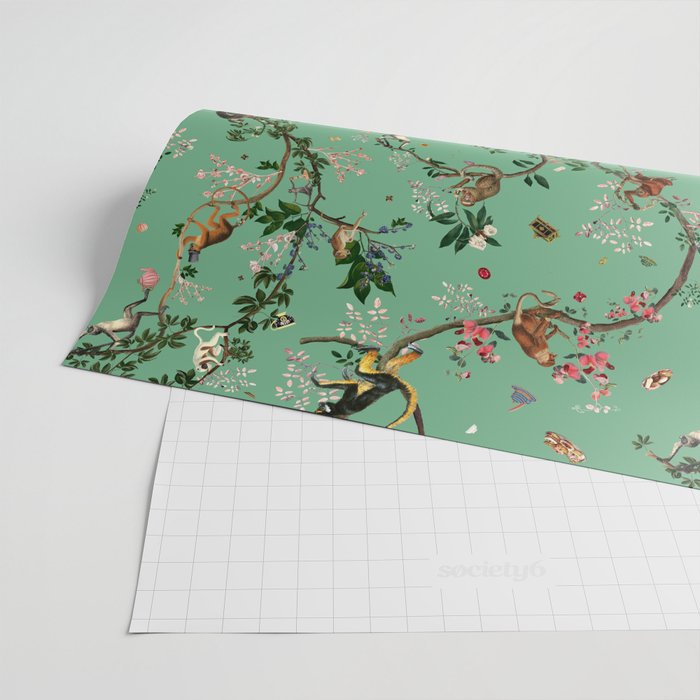 Monkey World Green Wrapping Paper Gallery Image 2