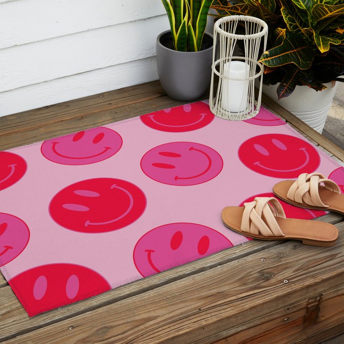 Bold Smiley Face Poster -  Aesthetic Art and Home Decor Outdoor Rug Gallery Image 2