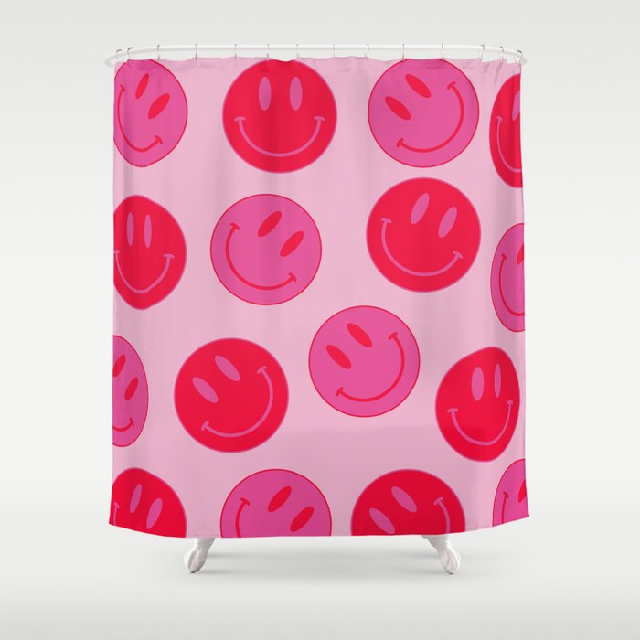 Bold Smiley Face Poster -  Aesthetic Art and Home Decor Shower Curtain Gallery Image 1