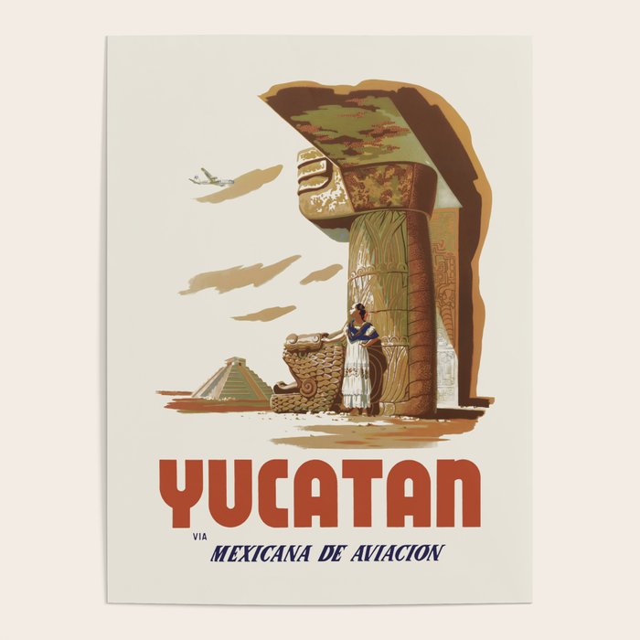 Yucatan Vintage Mexican Travel Poster, 1950s Poster Gallery Image 4