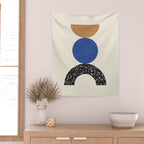 Woodblocks - Brown Blue Wall Tapestry Gallery Image 2