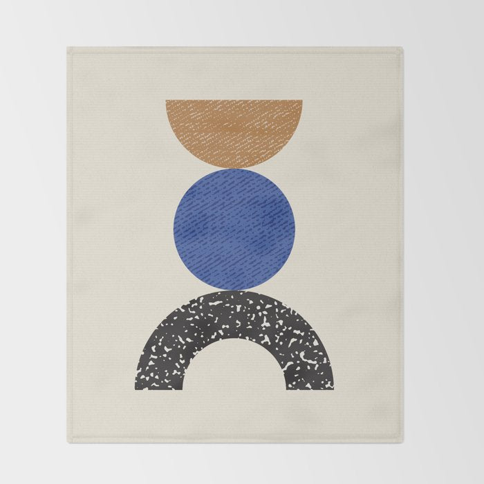 Woodblocks - Brown Blue Throw Blanket Gallery Image 2