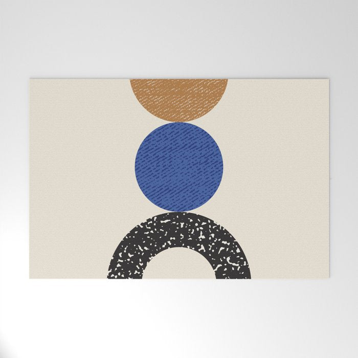 Woodblocks - Brown Blue Welcome Mat Gallery Image 1
