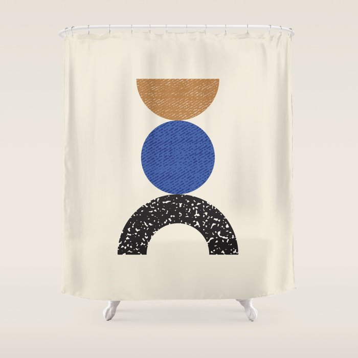 Woodblocks - Brown Blue Shower Curtain Gallery Image 1