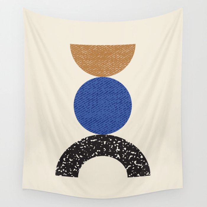 Woodblocks - Brown Blue Wall Tapestry Gallery Image 4