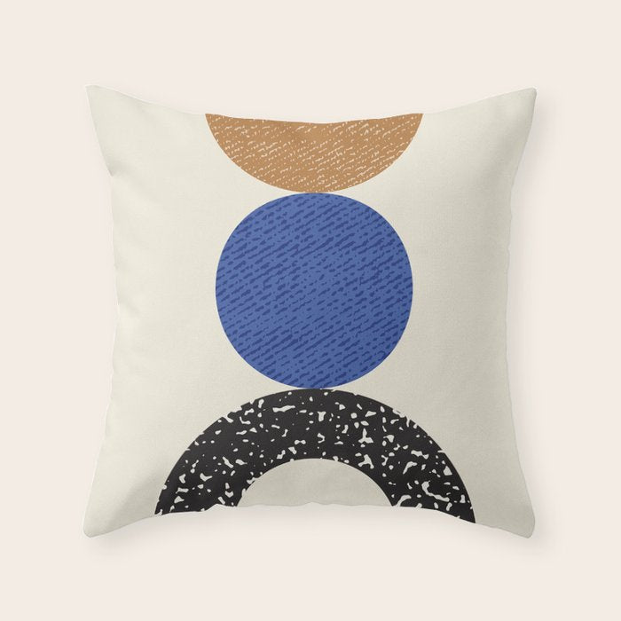Woodblocks - Brown Blue Throw Pillow Gallery Image 1