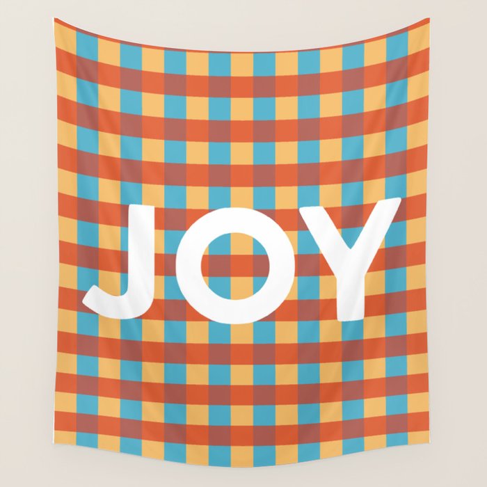 Joy in Christmas Plaid Wall Tapestry Gallery Image 4