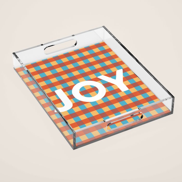 Joy in Christmas Plaid Acrylic Tray Gallery Image 1