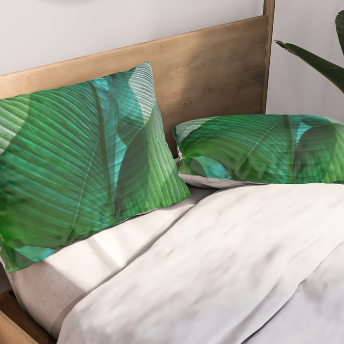 Palm leaf jungle Bali banana palm frond greens Pillow Sham Gallery Image 2